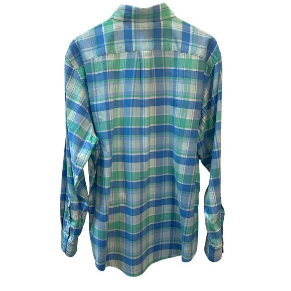 Vineyard Vines Men's‎ Large Long Sleeve Button-Up Whale Shirt Plaid Green Blue - Picture 2 of 9